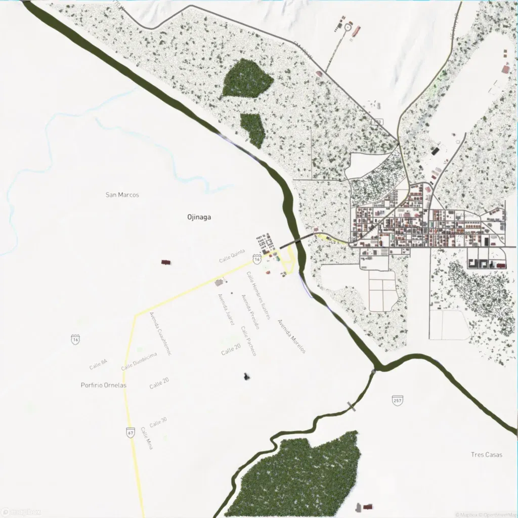 Overview map of Ojinaga-Presida Border